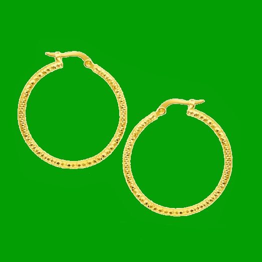 Image 0 of 14K Yellow Gold 28mm Textured Tube Circle Hoop Earrings 