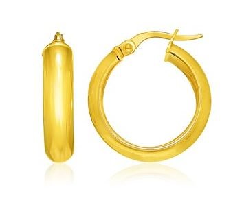 Image 1 of 14K Yellow Gold Classic Circle Wide Hoop Earrings 