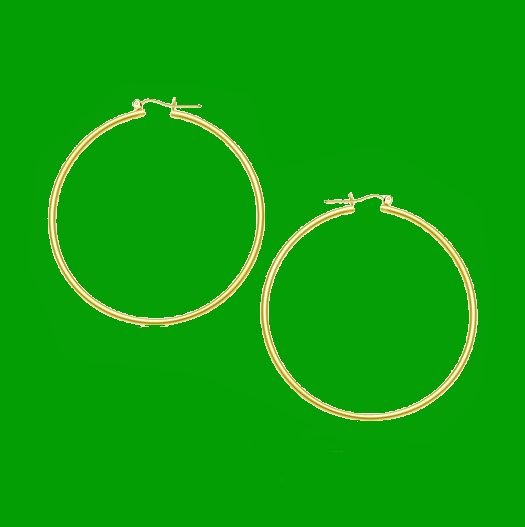 Image 0 of 14K Yellow Gold Slender 55mm Extra Large Circle Hoop Earrings 