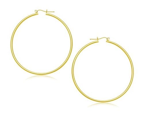 Image 1 of 14K Yellow Gold Slender 55mm Extra Large Circle Hoop Earrings 