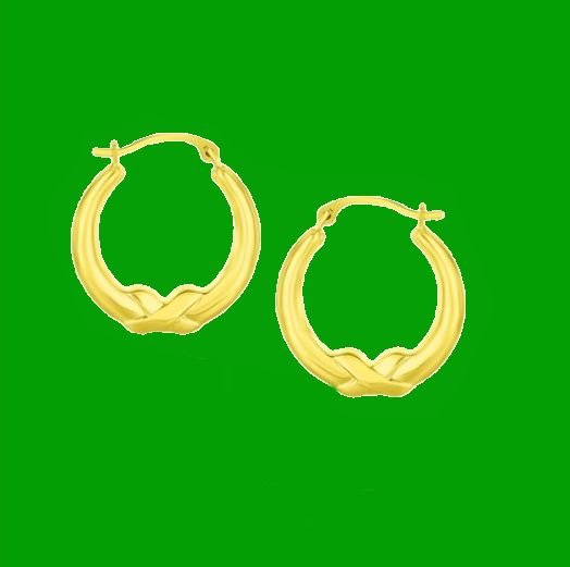 Image 0 of 10K Yellow Gold Cross Knot Round Hoop Earrings 