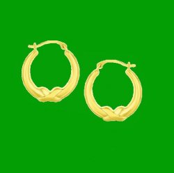 10K Yellow Gold Cross Knot Round Hoop Earrings 