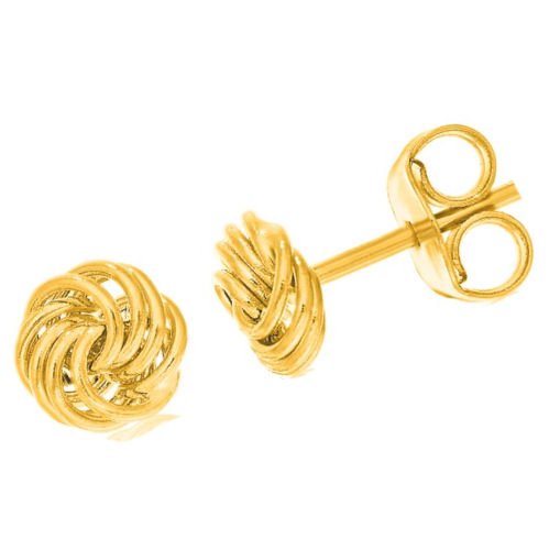 Image 1 of 14K Yellow Gold Tiny Love Knot Style Stud Earrings 