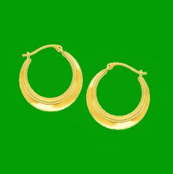 14K Yellow Gold Rope Textured Graduated Hoop Earrings 