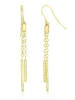 Image 1 of 14K Yellow Gold Double Chain Chandelier Drop Earrings 