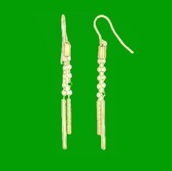 14K Yellow Gold Double Chain Chandelier Drop Earrings 