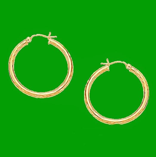 Image 0 of 14K Yellow Gold Diamond Cut 30mm Circle Hoop Earrings 
