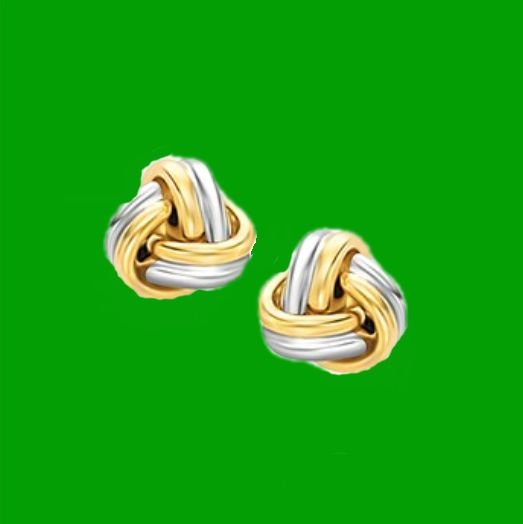 Image 0 of 14K Two Tone Gold Polished Love Knot Stud Earrings 