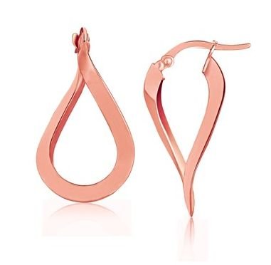 Image 1 of 14K Rose Gold Freeform Twisted Polished Hoop Earrings 