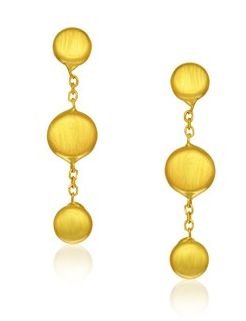 Image 1 of 14K Yellow Gold Satin Finish Pebble Drop Earrings  