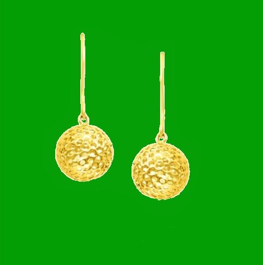 Image 0 of 14K Yellow Gold Mesh Round Ball French Wire Hook Earrings 