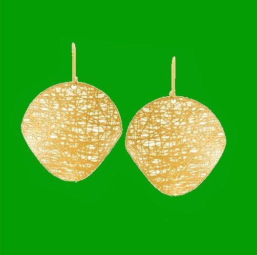 Image 0 of 14K Yellow Gold Textured Weave Disc French Wire Back Earrings 