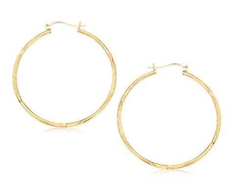 Image 1 of 14K Yellow Gold Slender 45mm Extra Large Circle Hoop Earrings 