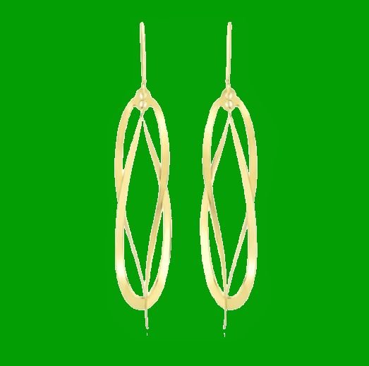 Image 0 of 14K Yellow Gold Double Interlaced Twisted Oval Open Flat Earrings 