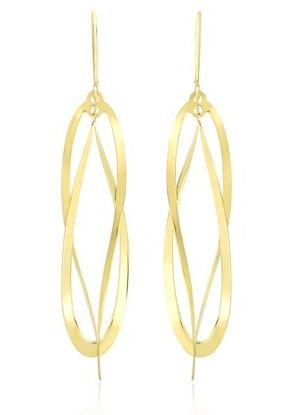 Image 1 of 14K Yellow Gold Double Interlaced Twisted Oval Open Flat Earrings 