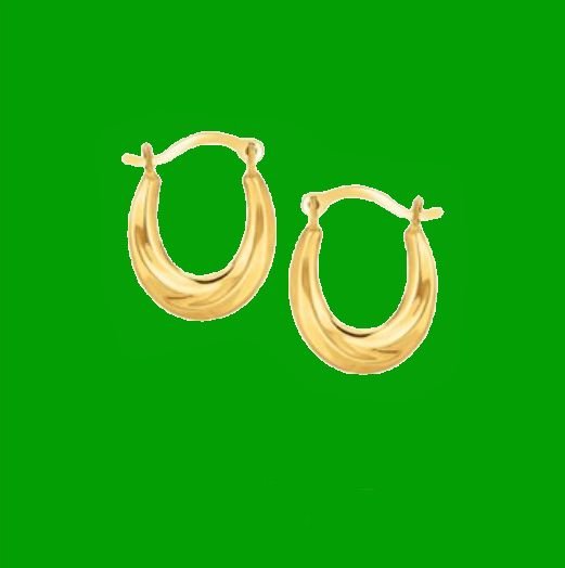 Image 0 of 10K Yellow Gold Simple Oval Half Hoop Earrings 