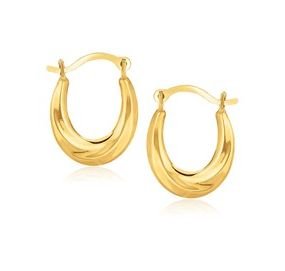 Image 1 of 10K Yellow Gold Simple Oval Half Hoop Earrings 