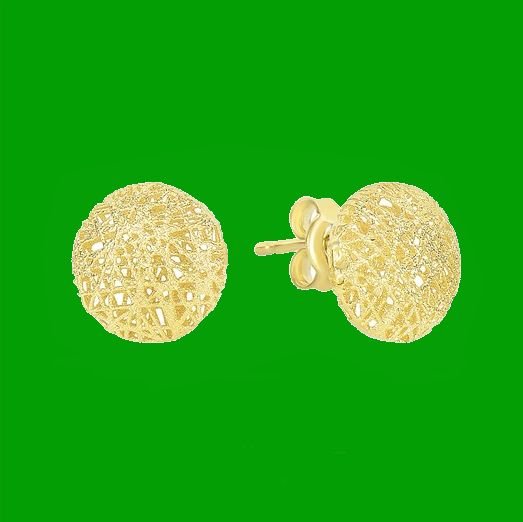 Image 0 of 14K Yellow Gold Puff Textured Round Stud Earrings  