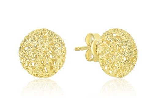 Image 1 of 14K Yellow Gold Puff Textured Round Stud Earrings  