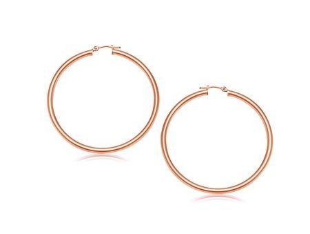 Image 1 of 14K Rose Gold Classic 15mm Circle Hoop Earrings 