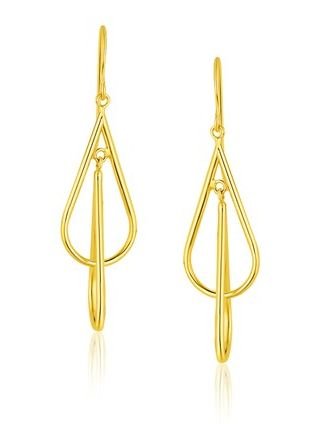 Image 1 of 14K Yellow Gold Double Entwined Open Teardrop Earrings 