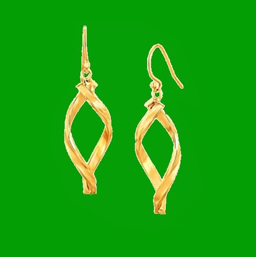 Image 0 of 14K Yellow Gold Open Spiral Crossed Drop Earrings