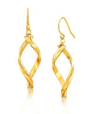 Image 1 of 14K Yellow Gold Open Spiral Crossed Drop Earrings