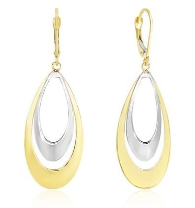 Image 1 of 14K Yellow Gold Double Graduated Open Teardop Earrings 