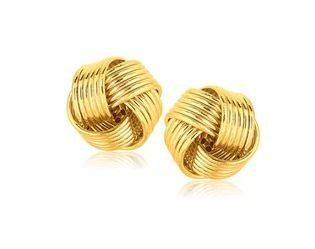 Image 1 of 14K Yellow Gold Interlaced Love Knot Stud Earrings 