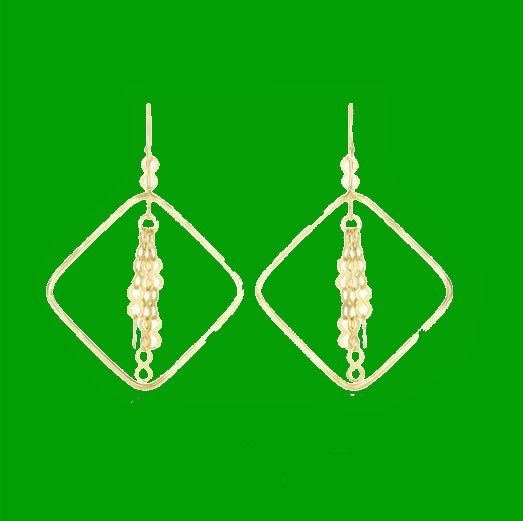 Image 0 of 14K Yellow Gold Diagonal Dangling Chains Open Drop Earrings