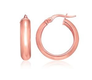 Image 1 of 14K Rose Gold Classic Circle Wide Hoop Earrings 