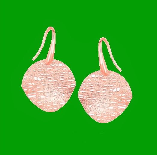 Image 0 of 14K Rose Gold Textured Weave Disc French Wire Back Earrings 