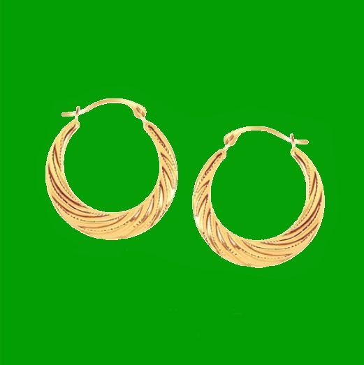 Image 0 of 14K Yellow Gold Graduated Textured Twisted Hoop Earrings 