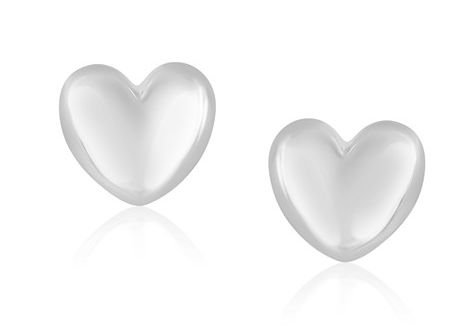 Image 1 of 14K White Gold Polished Puff Heart Small Stud Earrings 