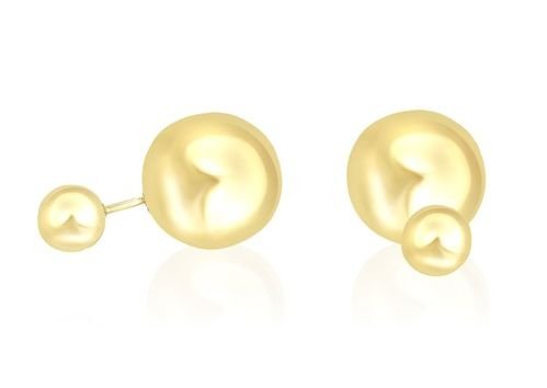 Image 1 of 14K Yellow Gold Double Sided Polished Ball Small Stud Earrings 