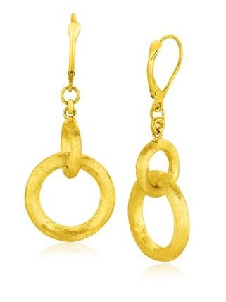 Image 1 of 14K Yellow Gold Double Interlinked Graduated Circle Drop Earrings 