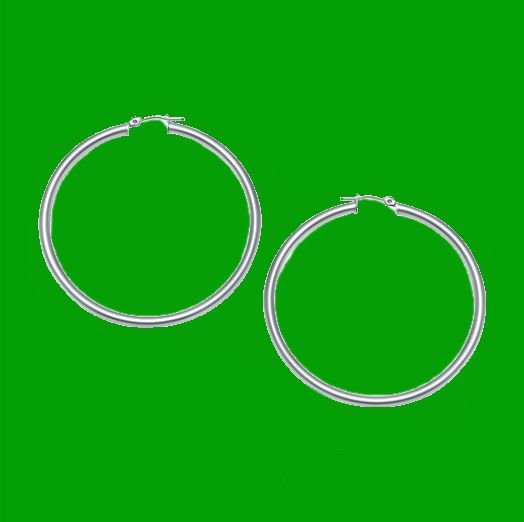 Image 0 of 14K White Gold Slender 50mm Extra Large Circle Hoop Earrings 