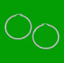 14K White Gold Slender 50mm Extra Large Circle Hoop Earrings 