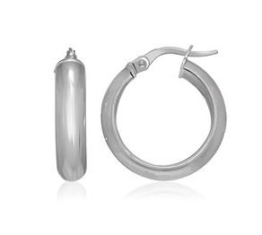 Image 1 of 14K White Gold Classic Circle Wide Hoop Earrings 