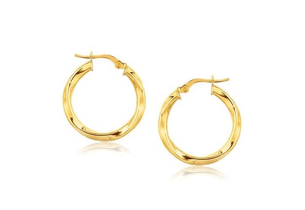 Image 1 of 14K Yellow Gold Twist Circle 20mm Hoop Earrings 
