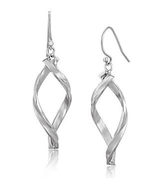 Image 1 of 14K White Gold Open Spiral Crossed Drop Earrings