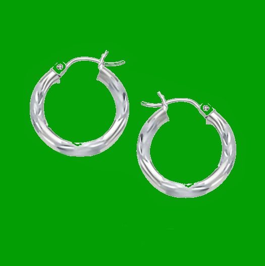 Image 0 of 14K White Gold Diamond Cut 19mm Circle Hoop Earrings 