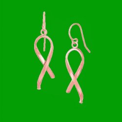 14K Rose Gold Ribbon Motif Crossed Drop Earrings