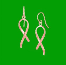 14K Rose Gold Ribbon Motif Crossed Drop Earrings