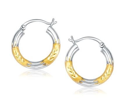 Image 1 of 14K Two Tone Gold Classic 20mm Circle Hoop Earrings 
