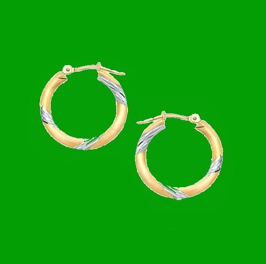 Image 0 of 14K Two Tone Gold Classic 20mm Circle Snap Lock Hoop Earrings 