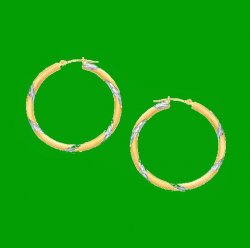 14K Two Tone Gold Classic 30mm Circle Hoop Earrings 