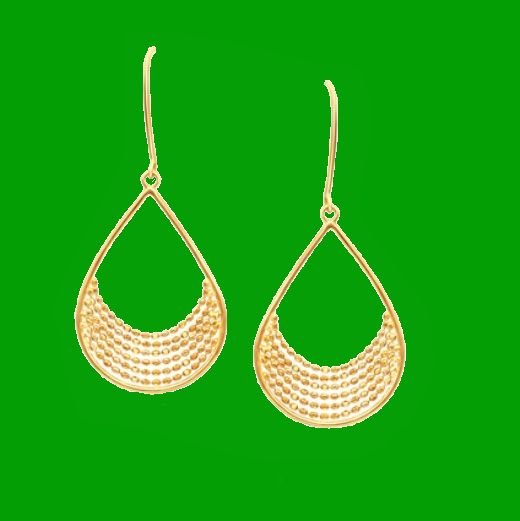 Image 0 of 14K Yellow Gold Bead Layered Chains Open Teardrop Earrings