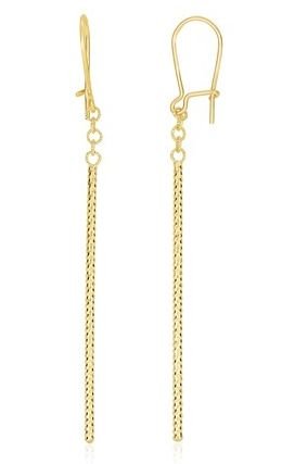 Image 1 of 14K Yellow Gold Diamond Cut Pin Style Drop Earrings 