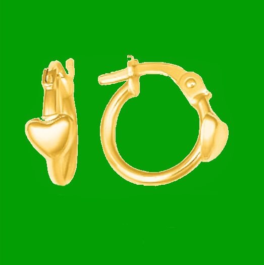 Image 0 of 14K Yellow Gold Heart Accent Round Childrens Hoop Earrings 